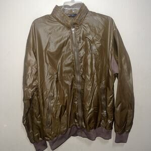 Vintage Silver Fox Jacket Men Large Brown Pebble Beach Golf Full Zip Windbreaker